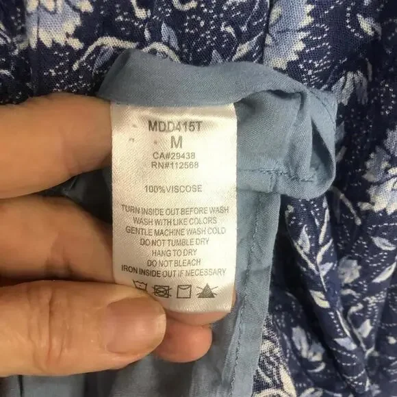 Floral Blue Sleeveless SunDress by Miss Me Tassle Ties Smocked Waist Tiered Hem - Picture 9 of 9